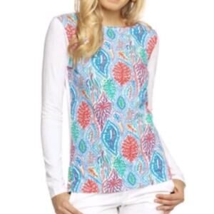 Lilly Pulitzer Bailey "Let Minnow" Long Sleeve Pima Cotton Shirt xs